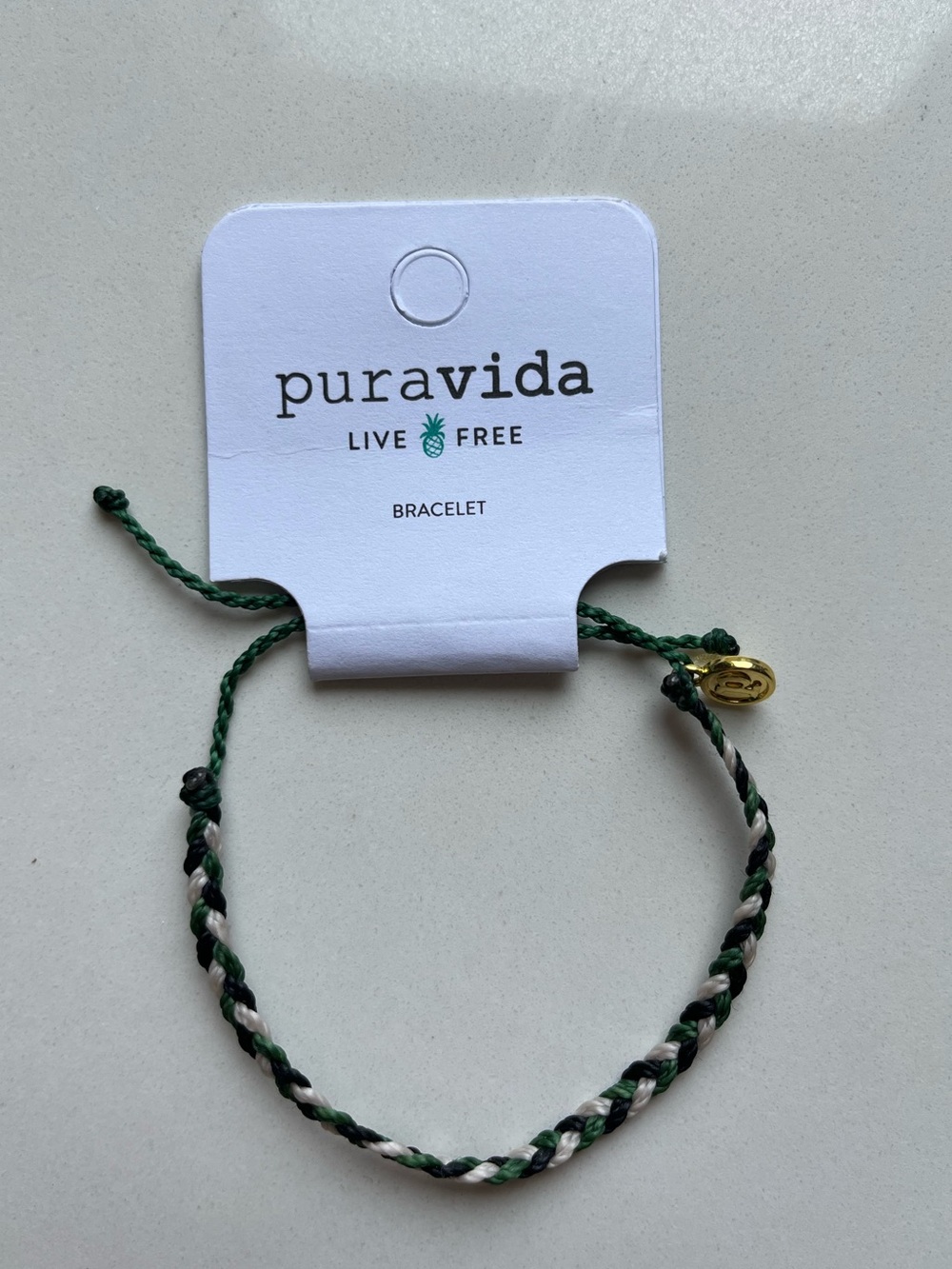 Pura Vida Green, Black & White Braided Bracelet - NWT Unisex, friendship